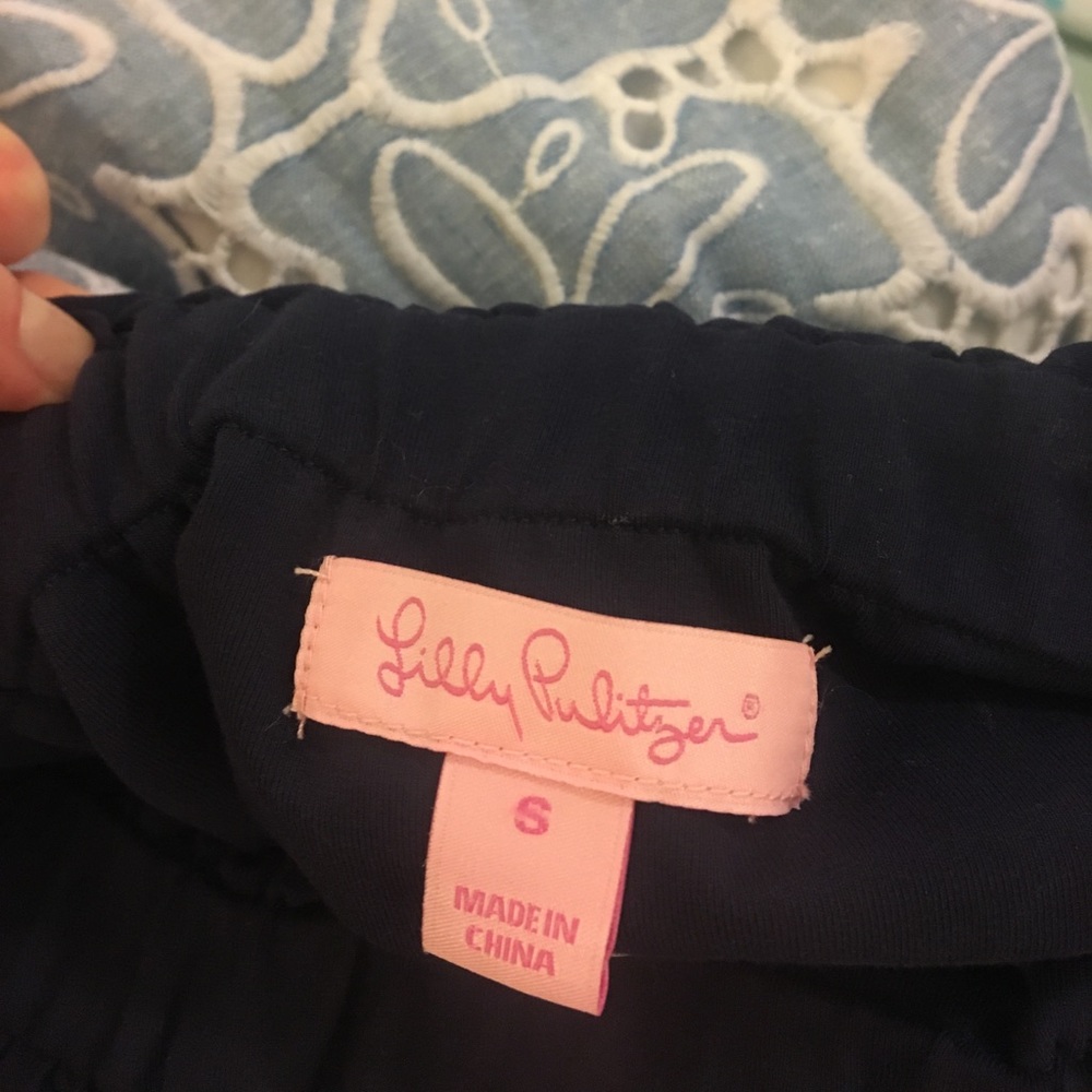 SOLD-Navy and chambray Lilly, floral eyelets - Picture 4 of 5